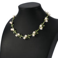 Collar De Lujo AENSOA Con Estampado Floral Blanca Y Hojas En Aleación De Metal Esmaltada Correa Dorada Para Mujer Vintage Para Fiesta - details 18