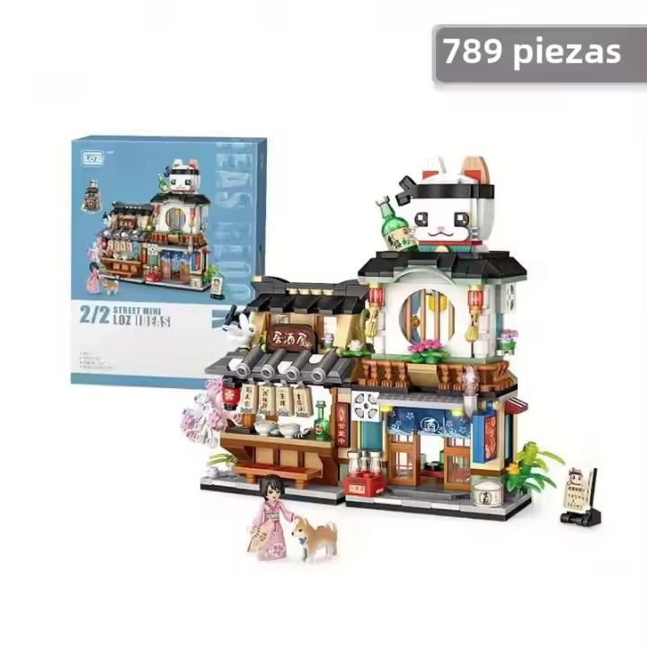 Mini Edificio Izakaya Japonés En Bloques De Construcción Simulación De Arquitectura Para Decoración De Escritorio Edad Recomendada 6-12 Años Material Plástico - 1