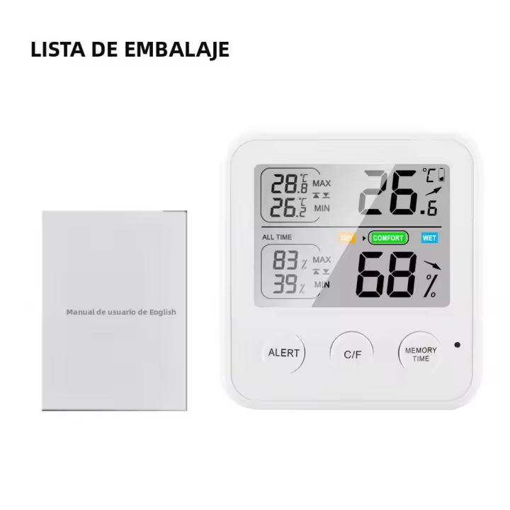 Termómetro Y Higrómetro Digital De Precisión Alta Con Pantalla LCD Temperatura Y Humedad Switchable °C/°F Magnético Para El Hogar - 1