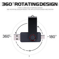 Memoria Stick USB Tipo-C 2 En 1 Para Móvil 8GB 16GB 32GB 64GB Rotable Negro Pendrive Flash Drive U Disquete Compatible Con Type-C - details 1