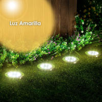 Lámpara Solar para Exteriores Jardín 8 LEDs - Luz Amarilla, Sensor Automático de Atardecer a Amanecer, Cubierta de Acero Inoxidable, 12.5x12.5x3.6 cm - Gerimport - details 3