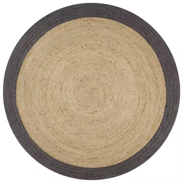 vidaXL Alfombra hecha a mano de yute con borde gris oscuro 120 cm - 1