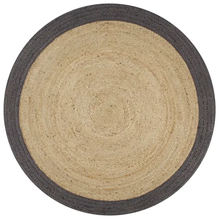 vidaXL Alfombra hecha a mano de yute con borde gris oscuro 120 cm - 1