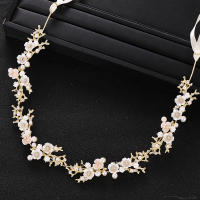 Diadema De Flores Y Hojas Para Mujer Boda Con Cristales Y Perlas Accesorios De Cabello Para Novia Adorno Para El Cabello Adulto - details 4