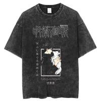 Camiseta Harajuku Japón Anime Streetwear Gráfico Algodón Verano Manga Corta Impresión Jujutsu Kaisen Vintage Lavada Para Hombre - details 17