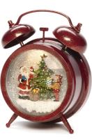 Decoración Reloj despertador Navidad, figura de Papa Noel,  luces LED, copos de nieve de la Navidad,  escena de Santa y del niño, rojo, lleno de agua/interior, funciona con pilas: 3Xaa 1.5V, linterna de Navidad, 1 LED, decoración hogar, decoración navidad - details 0
