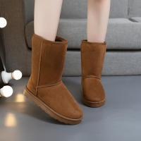 Botas De Nieve BCEBYL De Terciopelo Cálido Y Moda Casual Con Punta Redonda Y Suela Gruesa Color Sólido Medias Cañas Para Mujer - details 6