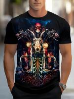 Camiseta De Motociclista 2024 Para Hombres Estilo Vintage Con Impresión 3D Corta Cuello Redondo Oversize Moda De Calle Tejido Poliéster - details 5