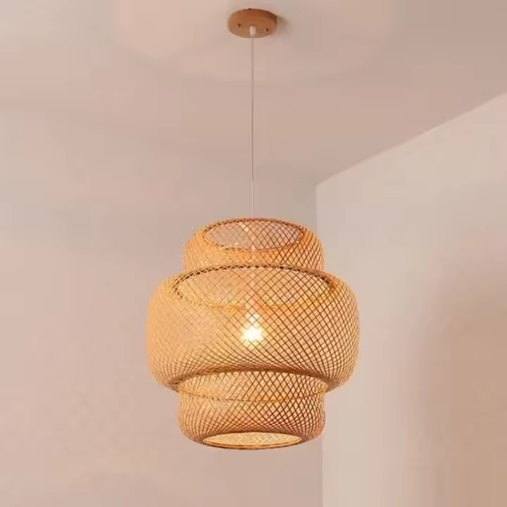 Lámpara Colgante De Bambú Hecha a Mano Estilo Rustico Para Decoración Del Hogar Y Sala De Estar Luz LED Tradicional Semiflujo - 1