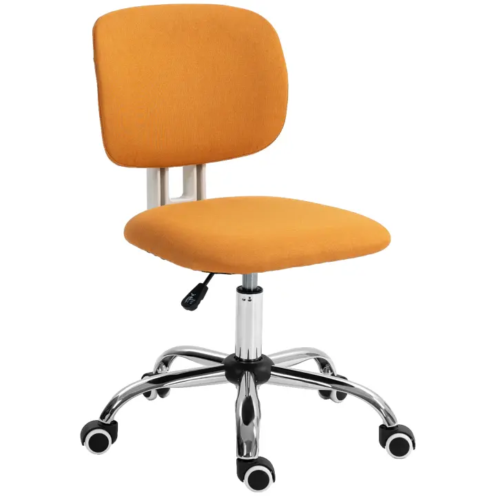 Vinsetto Silla de Oficina sin Brazos Silla de Escritorio Giratoria Tapizado de Tela con Altura Ajustable Estilo Moderno Carga 120 kg 48x53x80-90 cm Naranja - 1