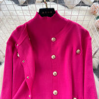Conjunto De Ropa De Mujer REALEFT Otoño Invierno 3 Piezas Traje De Tejido Knitted Cardigan De Botón Sencillo Y Tops Falda Elegante Para Oficina - details 19