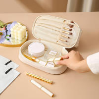 Bolsa De Maquillaje De Cuero Genuino Multi-capas Para Seco Y Humedo Impermeable Bolsa De Viaje Para Cosméticos Y Toallitas Portátil Y Estiloso - details 8