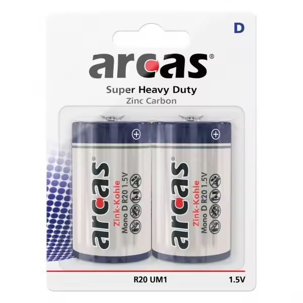 Arcas R20 D Mono Zinc Carbon Super Heavy Duty 2 piezas - 1
