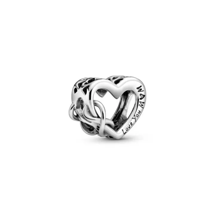 PANDORA Charm Plata Ley Corazón Infinito Love You Mum Adornado con Grabado - 1