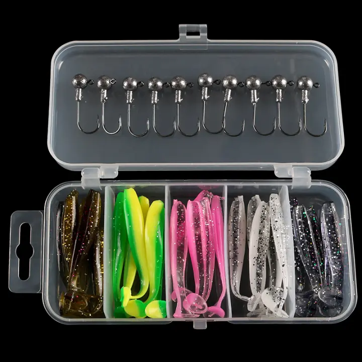 25 Pcs Lure Boxed Soft Bait Perch Warbler Worms Con Cuerda Cola Enrollada Maggot Bionic Fake Baits Con Anzuelos Cabeza De Plomo Para Pesca En Oceano Lago Río - 1