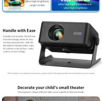 Proyector AUN A32 MINI Portátil Para Cine En Casa LED WIFI Espejo Android IOS SmartPhone 1080P 4K Movie Resolución Óptica 1280x720dpi - details 3
