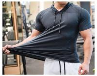 Sudadera De Carrera Para hombreQuick Drying Muscle Shirt Con Capucha Corta Para Gimnasio Y Entrenamiento Deportivo - details 7