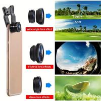 Lente De Pescado 3en1 0.67X Ancha Fisheye Macro Lentes Cámara Kit Con Clip Universal Para iPhone 16 Xiaomi Huawei - details 2