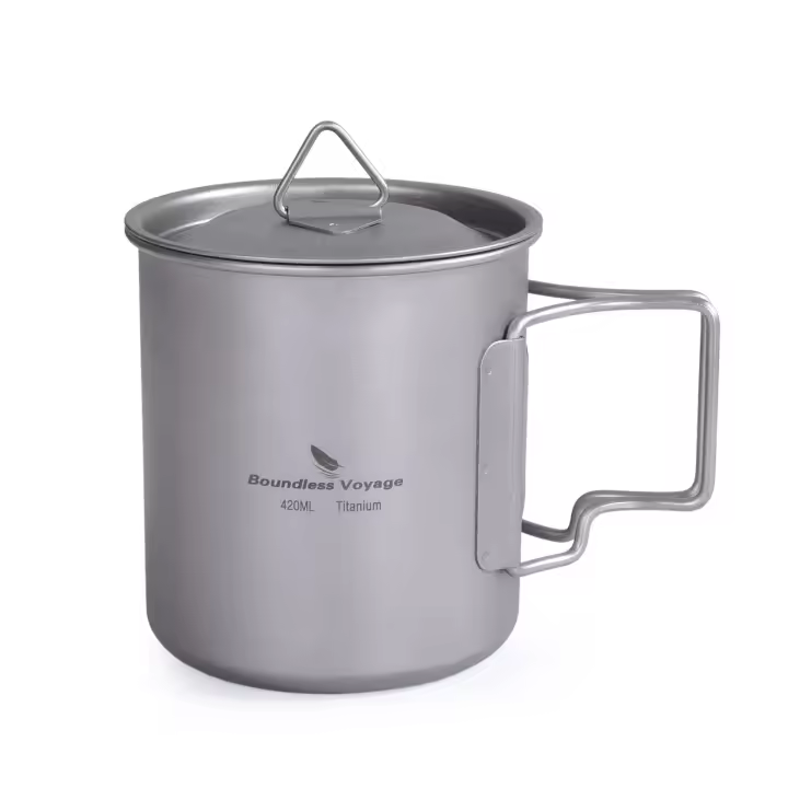 Taza De Camping Boundless Voyage De Titanio 300ml/420ml Con Tapa Vaso De Agua Para Exteriores Mug De Camping Sin Plegable Y Sin Descartable - 1