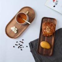 Plato De Madera De Acacia Japonés Rectangular Para Comedor Frutas Aperitivos Taza De Té Oval Tratamiento De Superficie Natural - details 8