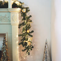 Luces De Rama Branch 2M Guirnalda Verde Con Alambre Operadas Por Batería Para Decoración De Navidad Y Bodas En Interior - details 0