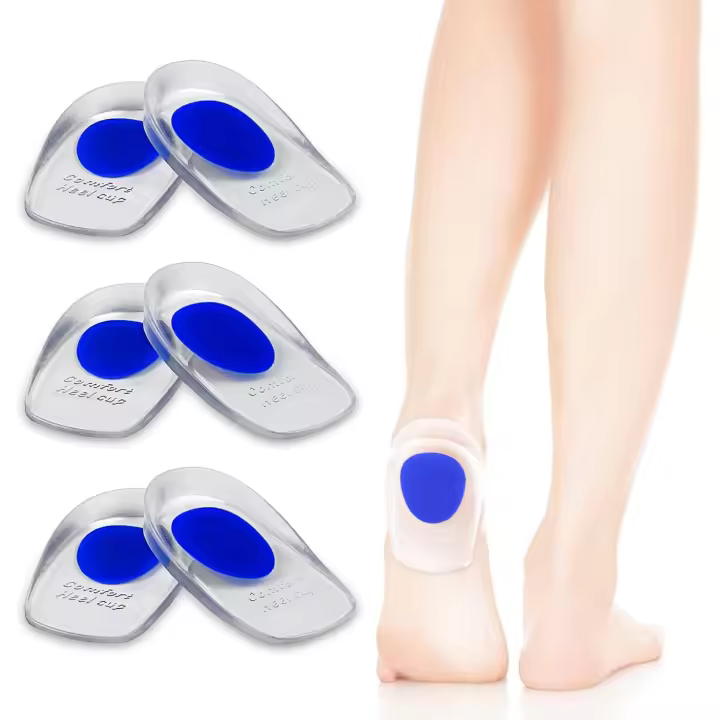 3 Pares de Taza de Tacón de Silicona Azul, Alfadillas de gel para Tacones, recir Los choques, aliviar el dolor Fino, tendinitis (L / 34-39) - 1