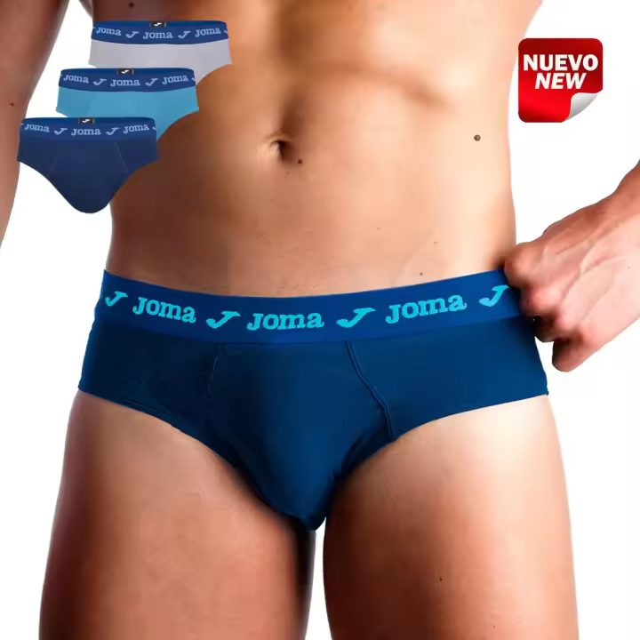 Joma. Pack de 3 Slips Básico Casual Series de Joma. JS302002S. Pack de 3 slips para hombre JOMA.  Diseño básico con cintura de goma vista con la marca. Linea Casual Series. - 1