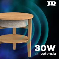 Mesa auxiliar altavoz portátil con sonido de 30W, Bluetooth, base de carga inalámbrica, batería de 2200mAh. Mesilla o mesita para dormitorio o sala de estar - TD Systems SM30B11W8B - details 1