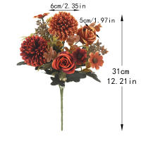 Decoración De Flores Artificiales Rosas Otoño Hydrangea Dalias Para Casa Mesa Decoración De Boda Navidad Flor Falsa Para Decoración De Hogar - details 2