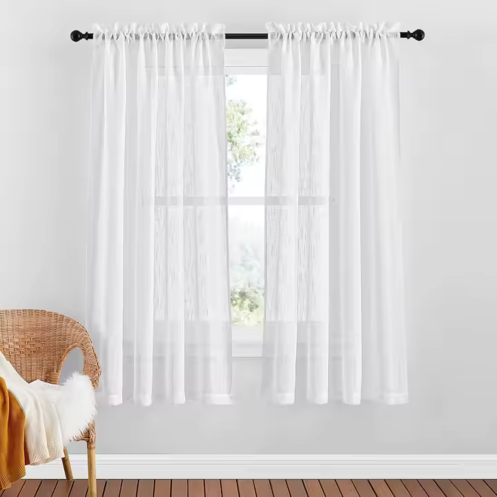 Visillos Confeccionados Blancos - Cortinas Modernas Cortas para Ventanas Salón Dormitorio Infantil Juventil, 2 Paneles, Blanco - 1
