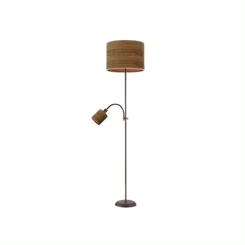 FABRILAMP Lámpara de Pie Armonía Marrón-madera Oscura con Lector 155x40x40 Cm - 1