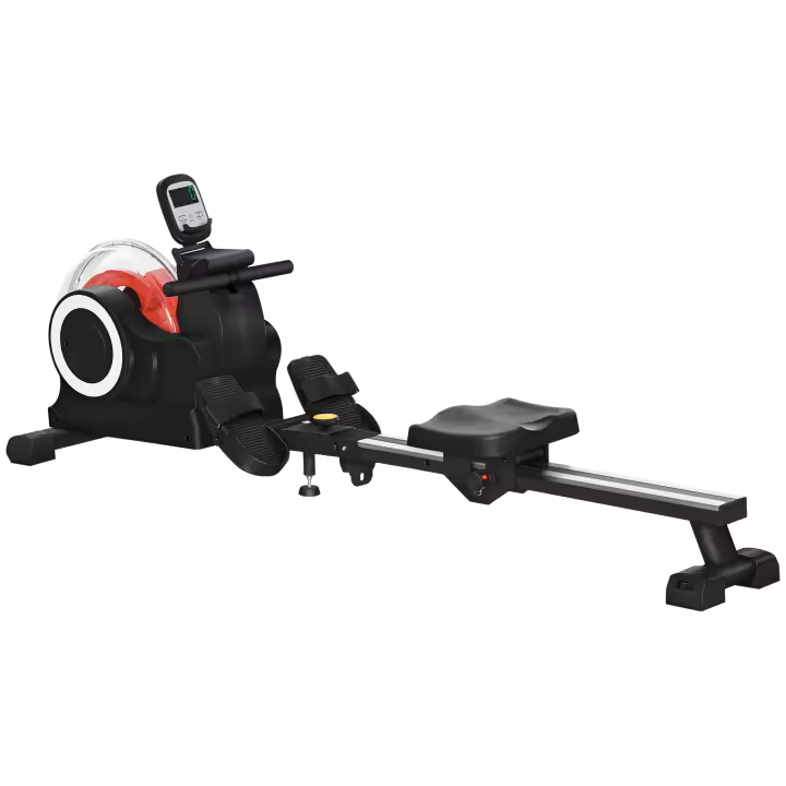 SPORTNOW Máquina de Remo con 6 Niveles de Resistencia al Agua Máquina de Remo para Casa Plegable con Pantalla LCD Ruedas Máquina de Remar para Entrenaminto en Gimnasio Negro - 1