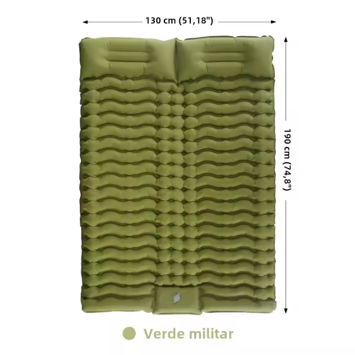 Colchón Doble Para Acampar Autoinflable Con Almohada Matrícula De Viaje Para 2 Personas Tapete De Aire Al Aire Libre - 1