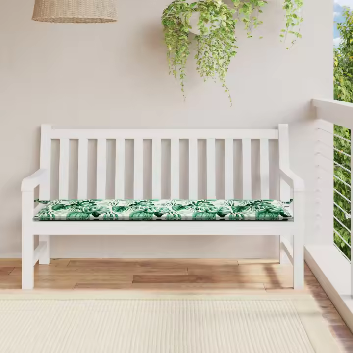 Cojín de banco de jardín vidaXL con diseño de hojas 200x50x4 cm de tela Oxford - 1