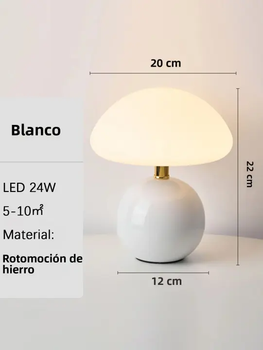 Lámpara De Mesa En Forma De Setas Blancas Con Cuerpo De Hierro Luz LED Moderna Para Decoración De Habitación Y Comedor - 1