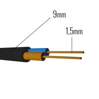 Manguera eléctrica redonda 2x1.5mm² RV-K negra 2G1.5 | Cable negro 2 hilos | 5-20m. Longitud a elegir | Suministros Castro - details 1