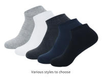5 Pares De Calcetines Bajo Para Hombre Color Sólido Negro Blanco Transpirables De Algodón Deportivos Negocios Para Mujer Y Hombre - details 2