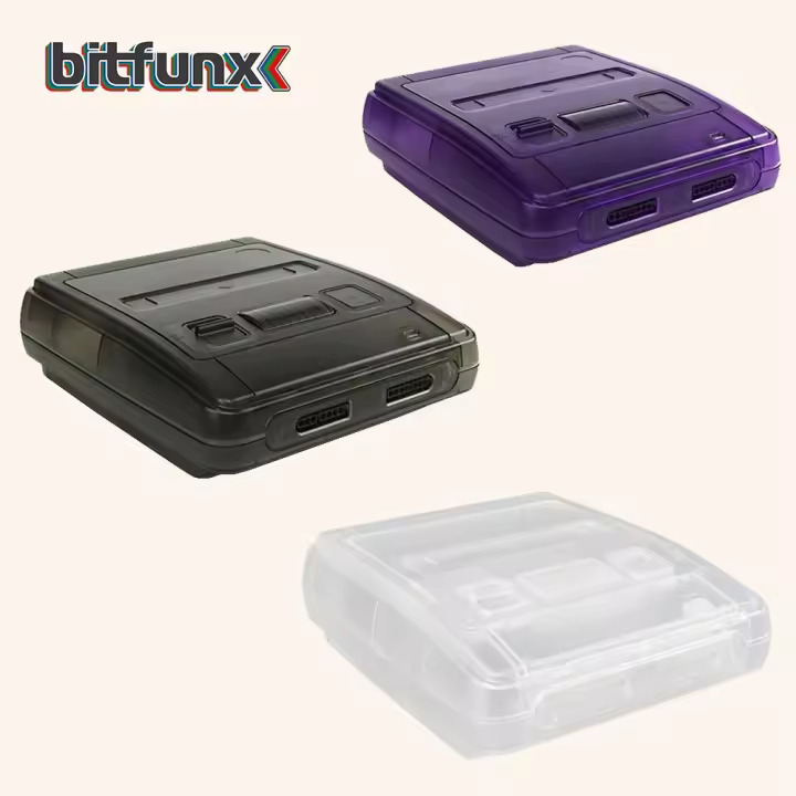 Bitfunx Caja De Repuesto Transparente Para Super Famicom Consola De Juegos Compatible Con Nintendo Super NES Casco De Consola De Videojuegos - 1