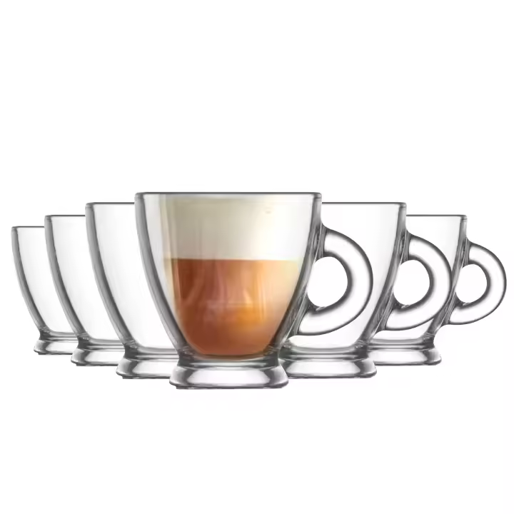 LAV TRESV Set de 6 Tazas Transparentes de Cristales de Alta Calidad - 90ml y 225ml - 1