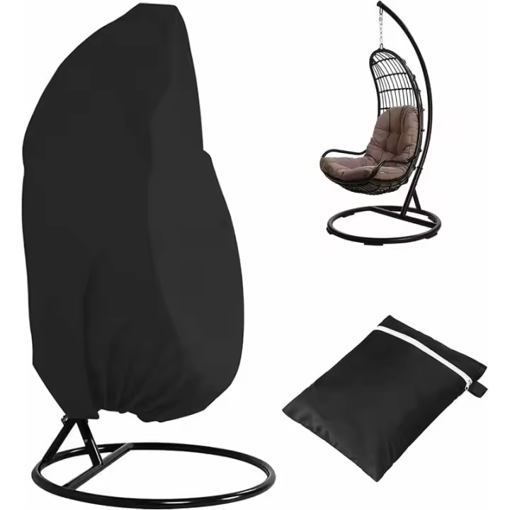 Cubierta de Silla de Jardín Oxford 210D Impermeable y a Prueba de Polvo Tamaño Grande con Ratán y Mimbre Resistente Cubierta de Cocoon para Colgar (Negro) - 1