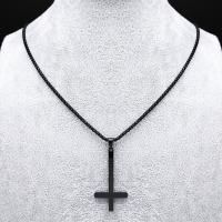 Collar De Acero Inoxidable Cruz Volteada Brujería Paganismo Inverso Cadena Negra Joyería Cruz Invertida N8374S03 Para Mujer - details 4