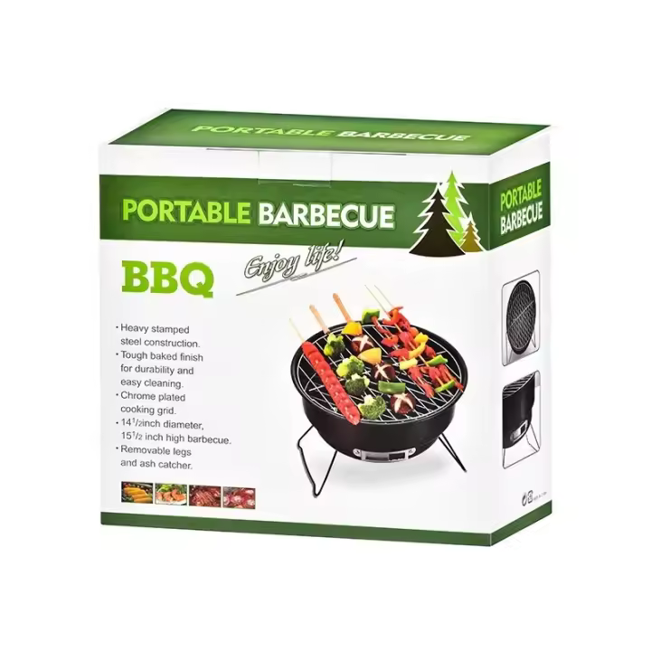 Barbacoa Portátil Redonda De Carbón Para Exterior Con Manija Estufa Circular De Hielo Pequeña Para Picnics Camping Y Cocina En Casa - 1