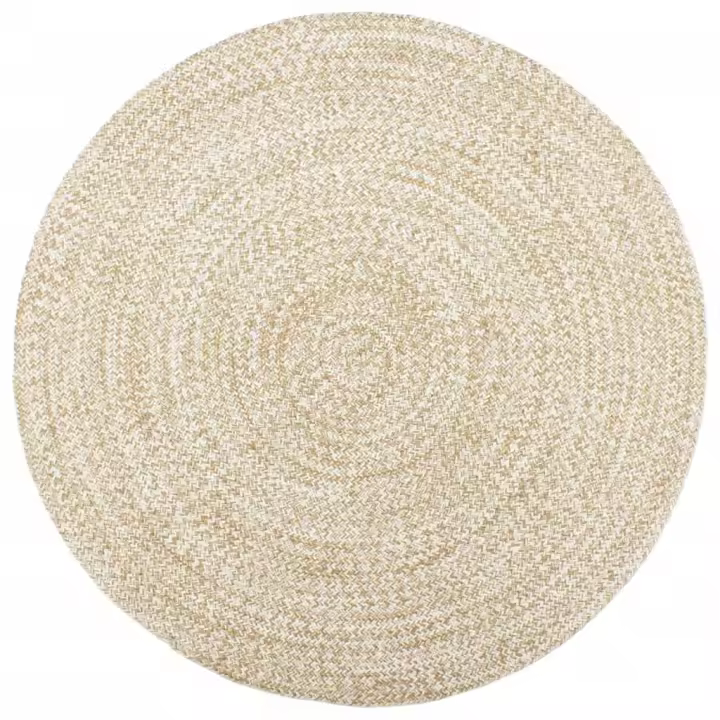 vidaXL Alfombra hecha a mano de yute 240 cm Color Blanco,  Negro,  y mas Alfombras de área  Alfombra de Piso para Sala de Estar Dormitorio Habitación Salón - 1
