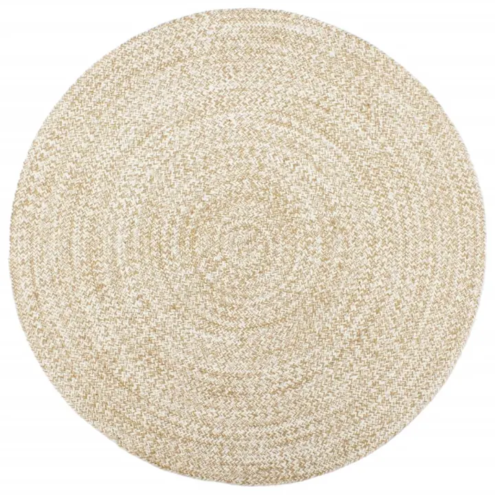 vidaXL Alfombra hecha a mano de yute 240 cm Color Blanco,  Negro,  y mas Alfombras de área  Alfombra de Piso para Sala de Estar Dormitorio Habitación Salón - 1