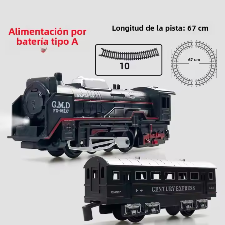 Juguete De Tren De Ferrocarril Clásico Eléctrico Con Luz Para Niños Y Niñas Set De Pistas De Regalo De Navidad Modelo a Escala 1:18 - 1