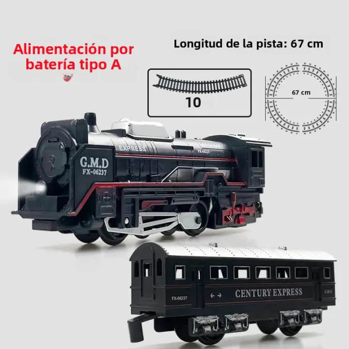 Juguete De Tren De Ferrocarril Clásico Eléctrico Con Luz Para Niños Y Niñas Set De Pistas De Regalo De Navidad Modelo a Escala 1:18 - 1