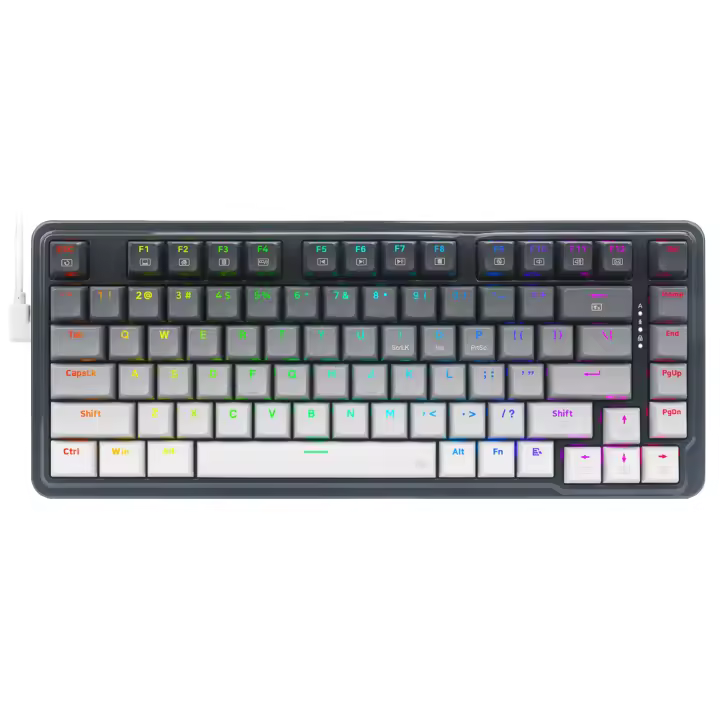 TECLADO MECÁNICO GAMING REDRAGON KS82-B USB RGB 82 TECLAS Layout Hot-Swap Compacto Para PC Laptop Con Retroiluminación Multicolor - 1