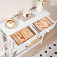 Entryway Table 75cm Long Industrial Style Sofa Table with Two Drawers Non-Textile Fabric Console with 3 Shelves Bedroom Foyer White - details 3