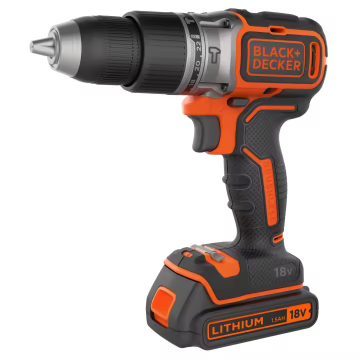 Black & Decker BL188KB-QW - Taladro Percutor BRUSHLESS 18V con 2 baterías 1,5Ah de Litio y maletín - 1
