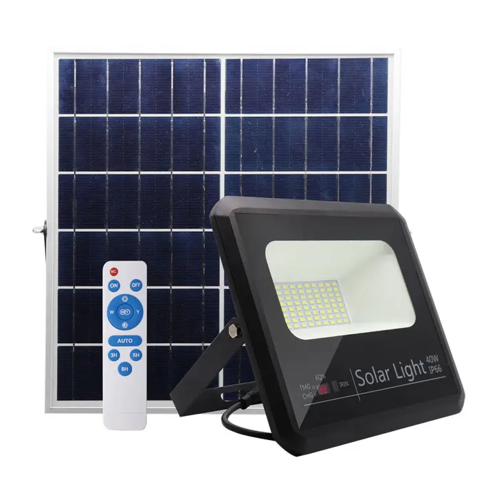 Proyector del luz  Solar fabrilamp modelo Malaquita foco de luz de 40w 6500k Negro 3600lm (20,5x23x6)(35x23,5x2)cm mando y Cable 5m - 1